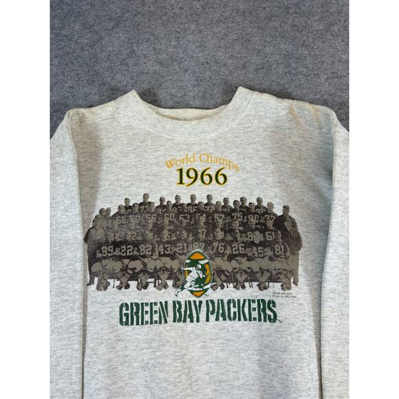 Vintage Green Bay Packers World Champions 1966 Sweatshirt Mens Medium Gray NFL - Picture 2 of 7